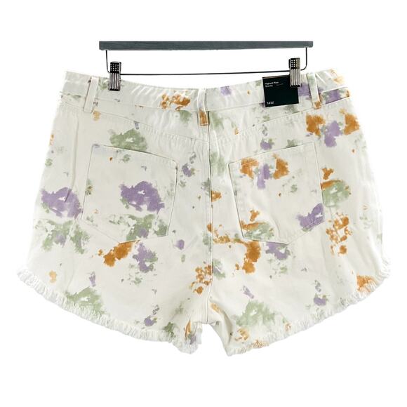 WILD FABLE 14W plus white cut off paint splash flat button front shorts NWT b133 - Picture 2 of 10